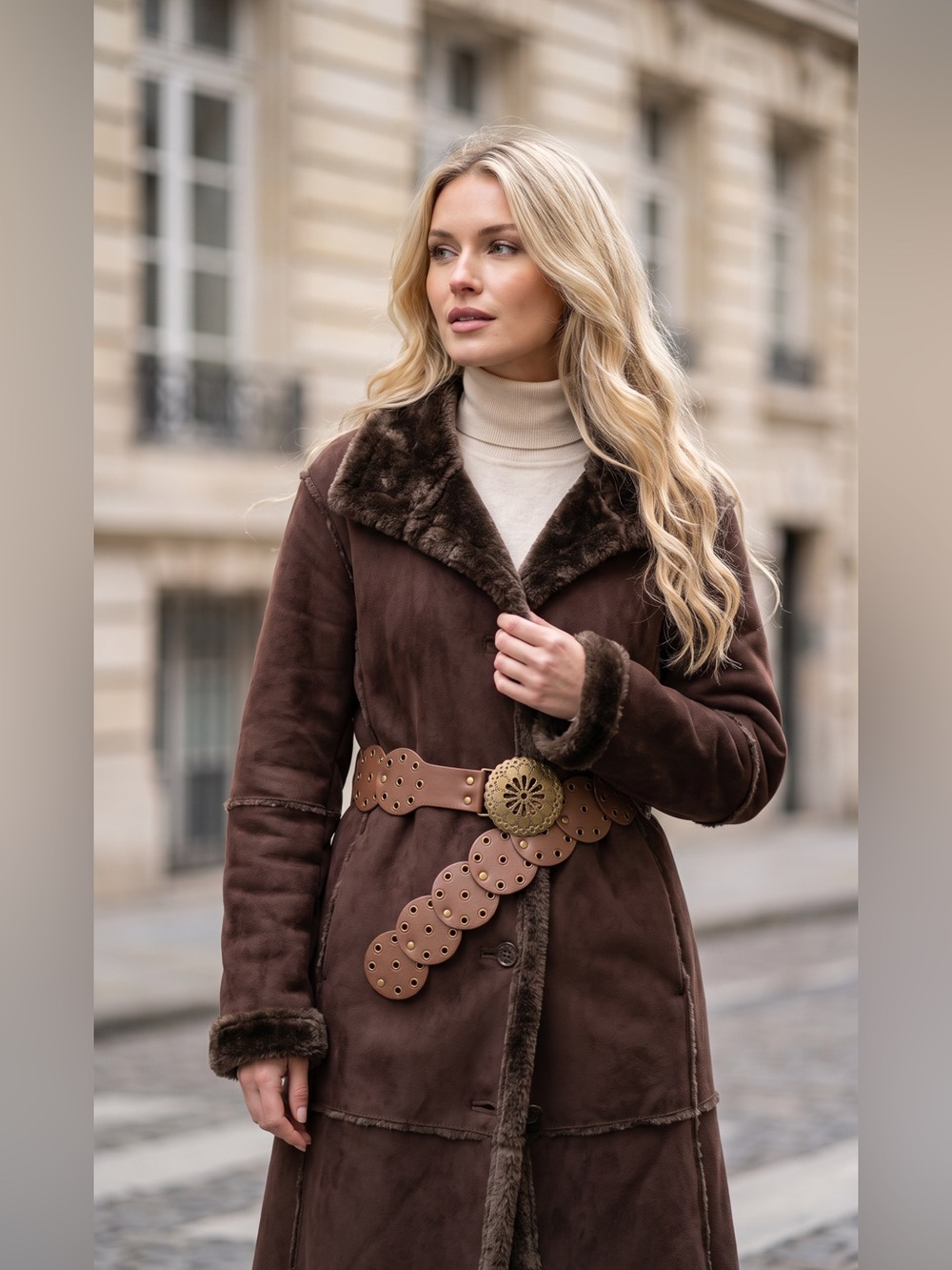 Centigrade Petite Outerwear Jacket - Brown Faux Fur
